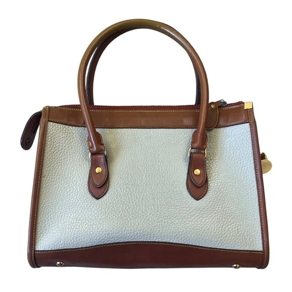 Dooney & Bourke VTG All Weather Satchel Purse Ivory Pebbled Old Money Classic - Picture 6 of 16